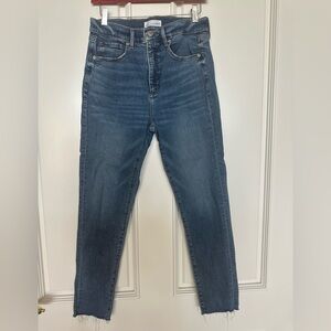 LOFT “The Skinny” High-Waisted Jeans with Frayed Hem, Size 6 / 28